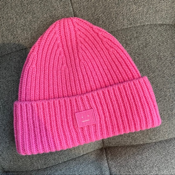 BNWOT Acne kids neon pink beanie 55cm - Picture 2 of 4